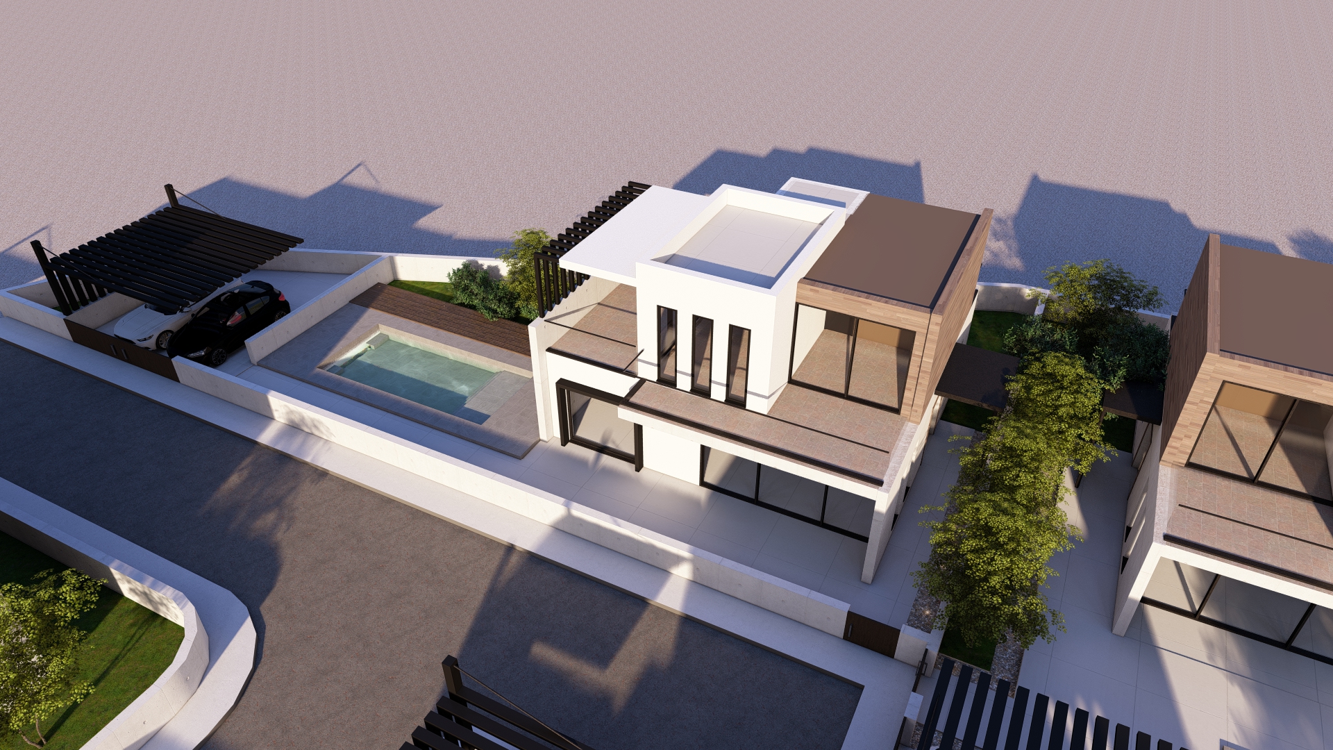 D2 — aerial view of villa and pool